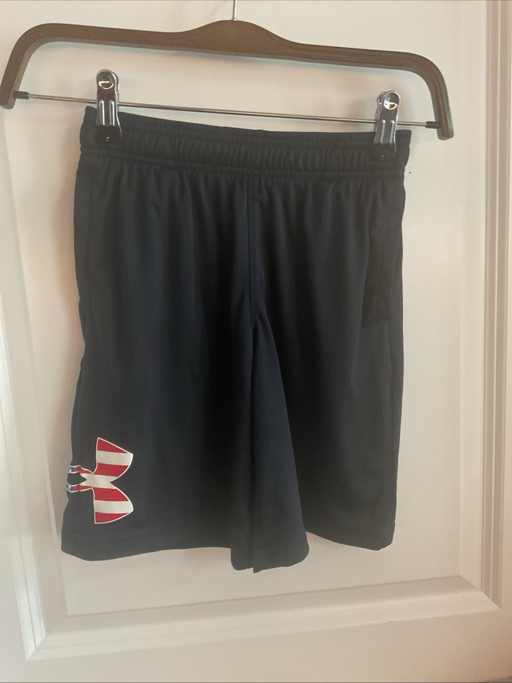 Under Armour - Black Shorts with Red & White Logo - Kids Size Medium